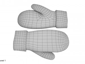 knitted wool mittens 3D 模型