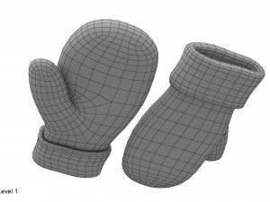 knitted wool mittens 3D 模型