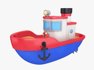 barca dei cartoni animati Modello 3D