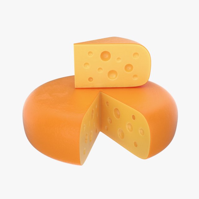 cheese wheel and piece Modèle 3D .c4d .max .obj .3ds .fbx .stl .blend 