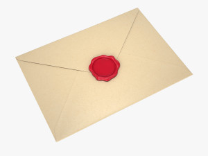 paper envelope with wax seal 3D Model