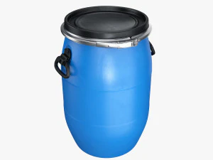 plastikowa beczka z pokrywką i uchwytami Model 3D