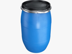 plastic barrel with lid and clamp 3D 모델