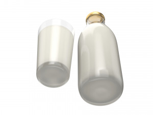 bottle and glass of milk 3Dモデル