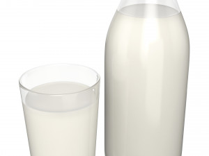 bottle and glass of milk 3Dモデル