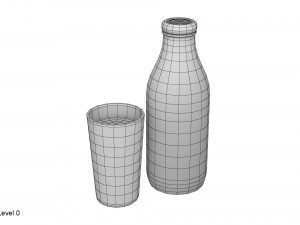 bottle and glass of milk 3Dモデル