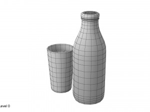 bottle and glass of milk 3Dモデル