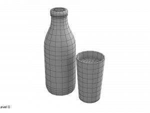 bottle and glass of milk 3Dモデル
