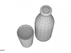 bottle and glass of milk 3Dモデル