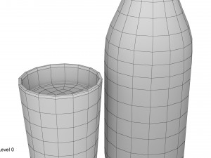 bottle and glass of milk 3Dモデル