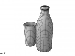 bottle and glass of milk 3Dモデル