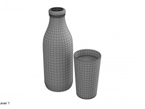 bottle and glass of milk 3Dモデル