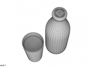 bottle and glass of milk 3Dモデル