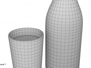 bottle and glass of milk 3Dモデル