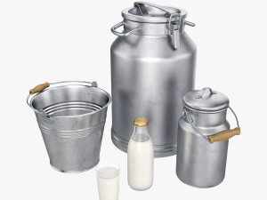 milk containers set 3D Model