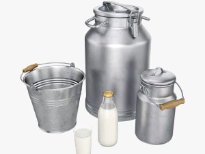 набір контейнерів для молока 3D Модель