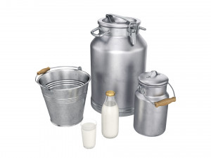 milk containers set Model 3D