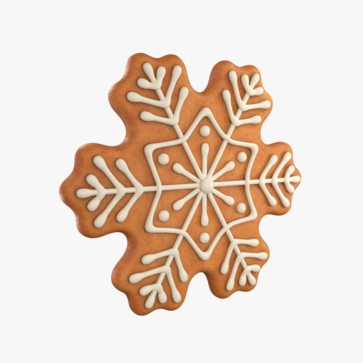 Gingerbread snowflake 3D Model .c4d .max .obj .3ds .fbx .stl .blend 