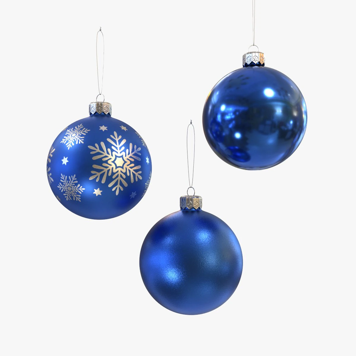 Christmas balls blue 3D Model .c4d .max .obj .3ds .fbx .stl .blend