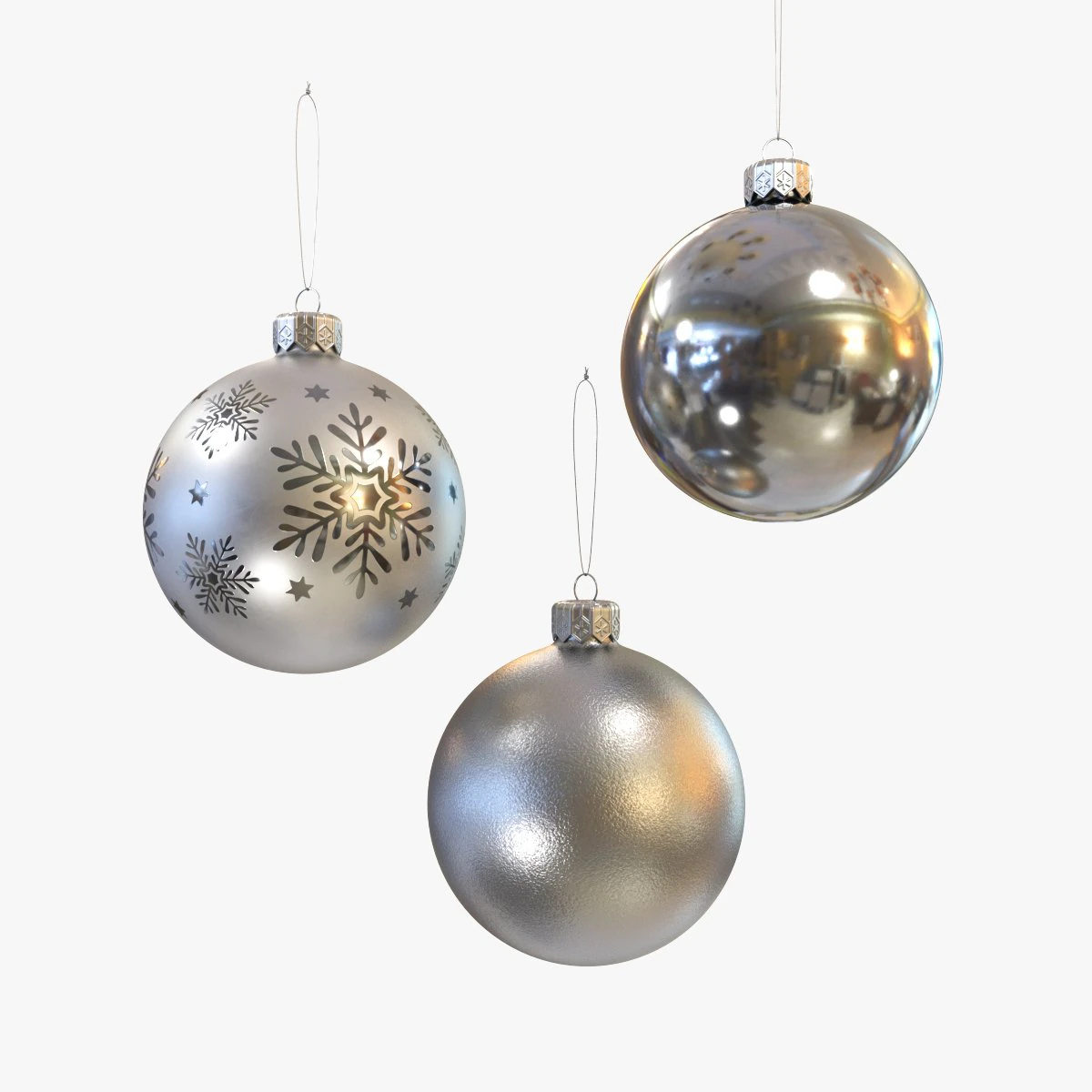 圣诞球银 3D 模型 .c4d .max .obj .3ds .fbx .stl .blend 