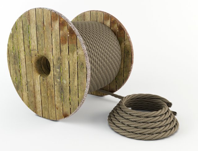 rope reel 3D Model .c4d .max .obj .3ds .fbx .stl .blend 