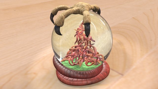 bird earthworm snow globe 3D 模型 .c4d .max .obj .3ds .fbx .stl .blend 