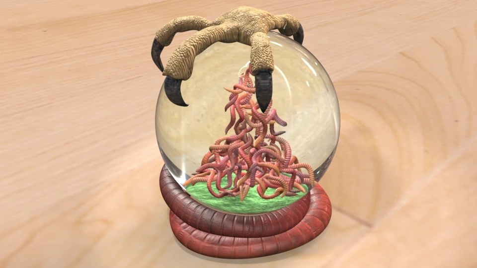 bird earthworm snow globe 3D Model .c4d .max .obj .3ds .fbx .stl .blend 
