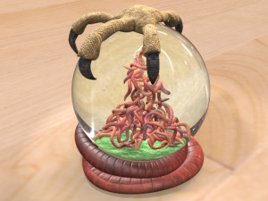 bird earthworm snow globe 3D Model