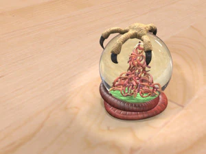 bird earthworm snow globe 3D Model