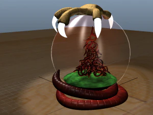 bird earthworm snow globe 3D Model