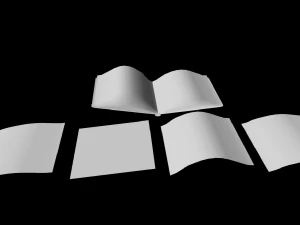 열린 책 종이 조각 질감이 없는 3D 모델