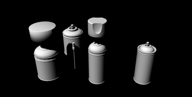 spray cans untextured 3D-Modell .c4d .max .obj .3ds .fbx .stl .blend 