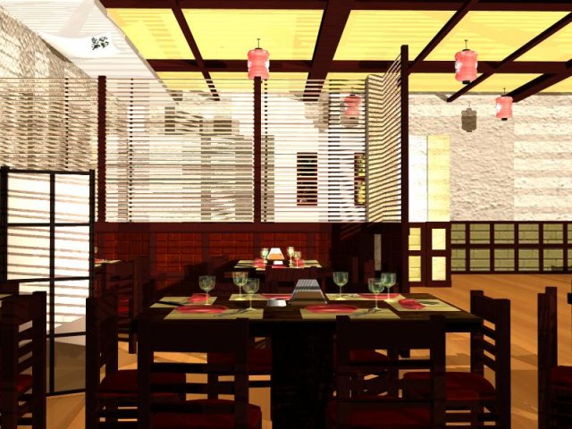 japanese restaurant 3D Модель .c4d .max .obj .3ds .fbx .stl .blend 