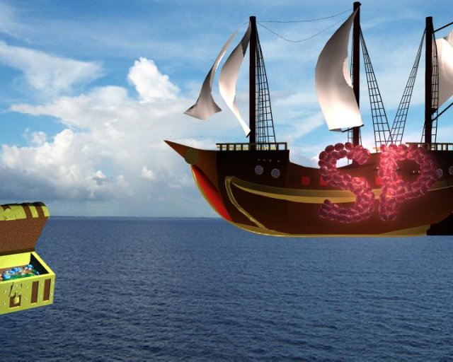 simple pirate ship 3D Model .c4d .max .obj .3ds .fbx .stl .blend 