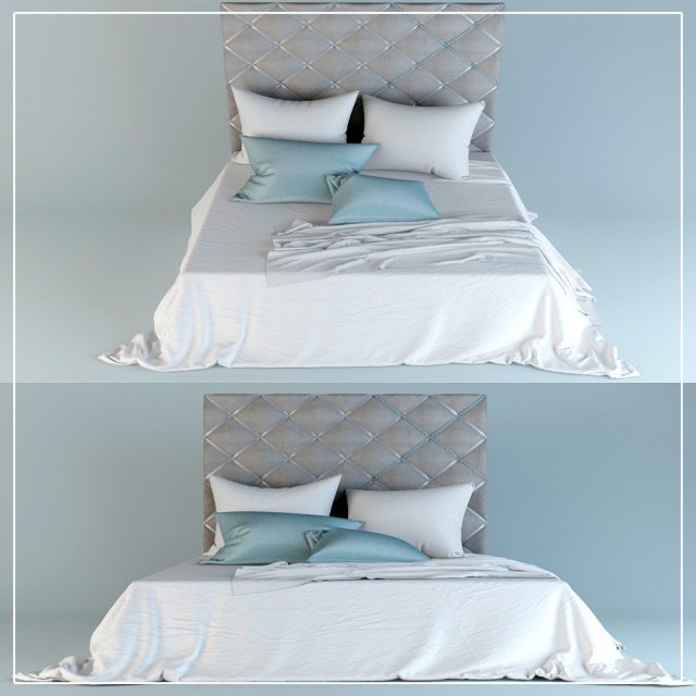 bed with headboard 3Dモデル .c4d .max .obj .3ds .fbx .stl .blend 