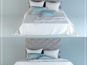 bed with headboard Model 3D