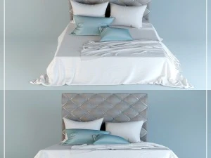 bed with headboard 3D Model