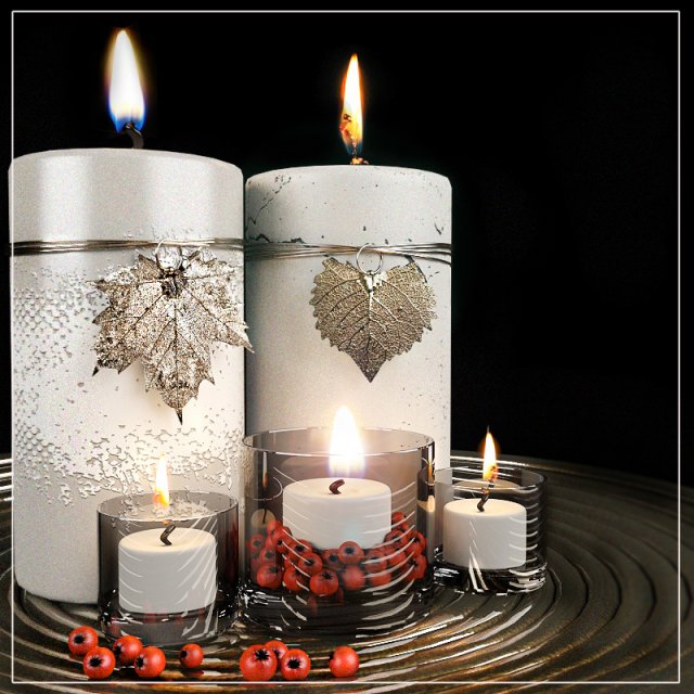 decorative candles set 3Dモデル .c4d .max .obj .3ds .fbx .stl .blend 