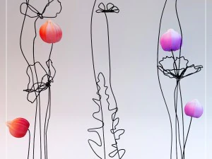 цветы с проволокой 3D Модель