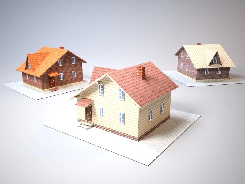 country house x3 tex 3D Model .c4d .max .obj .3ds .fbx .stl .blend