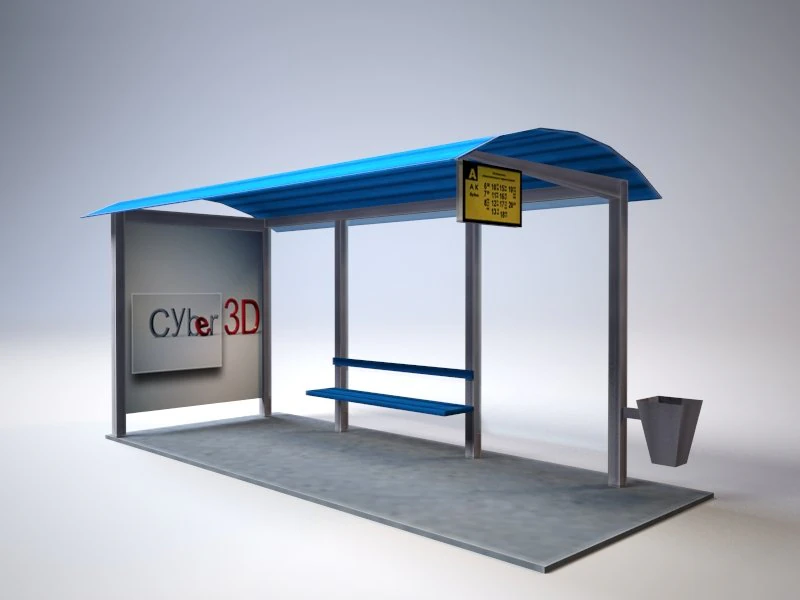 bus stop 3D Model .c4d .max .obj .3ds .fbx .stl .blend 