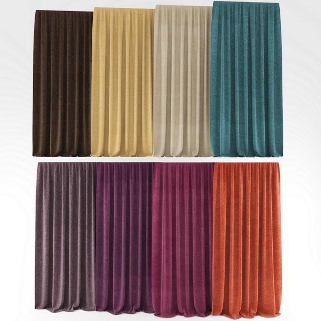 colored curtains 3D Model .c4d .max .obj .3ds .fbx .stl .blend