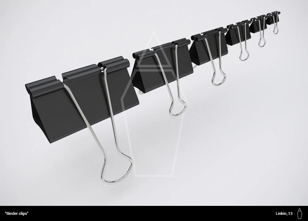 binder clips 3D Model .c4d .max .obj .3ds .fbx .stl .blend 