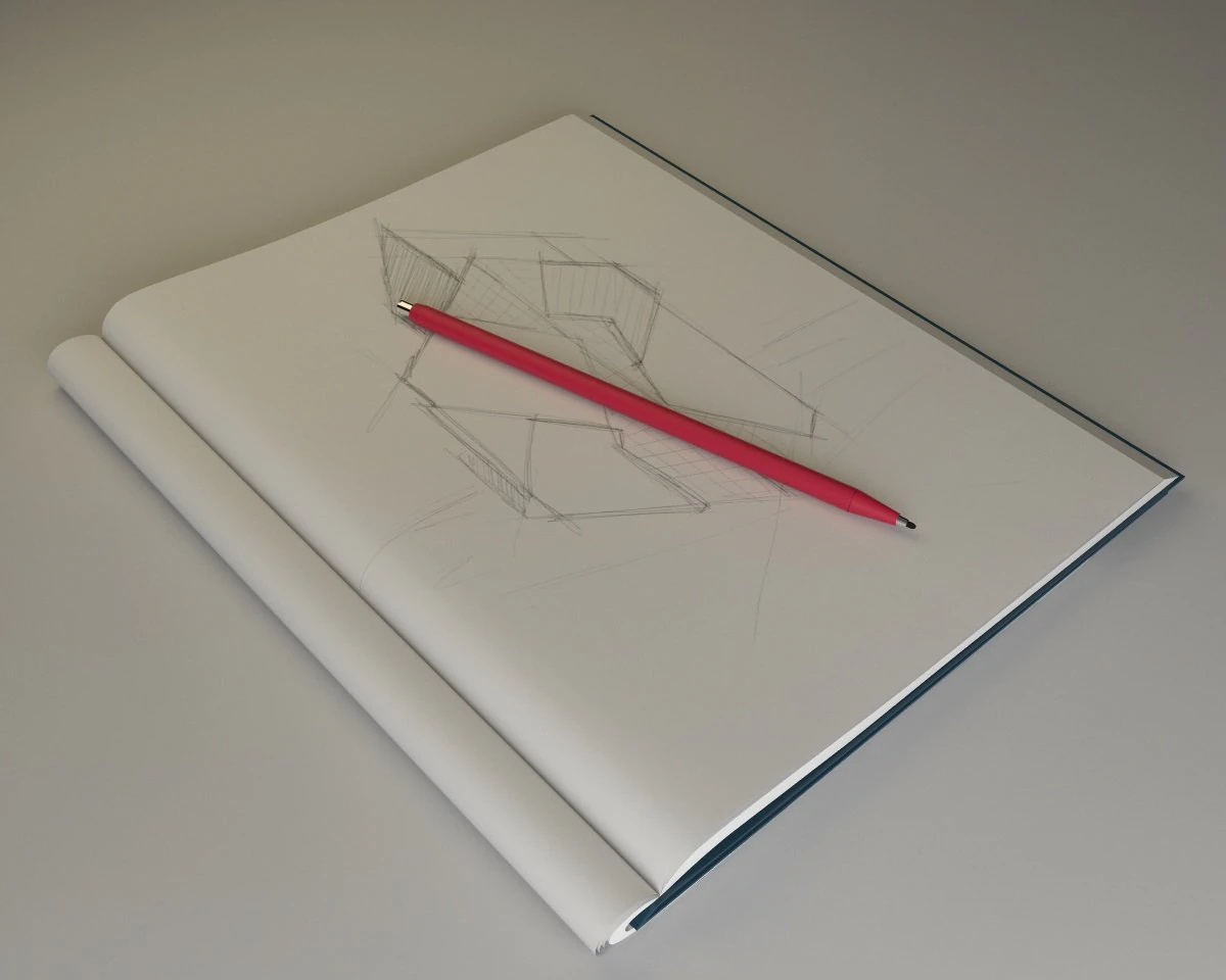 notebook and mechanical pencil 3D Model .c4d .max .obj .3ds .fbx .stl .blend