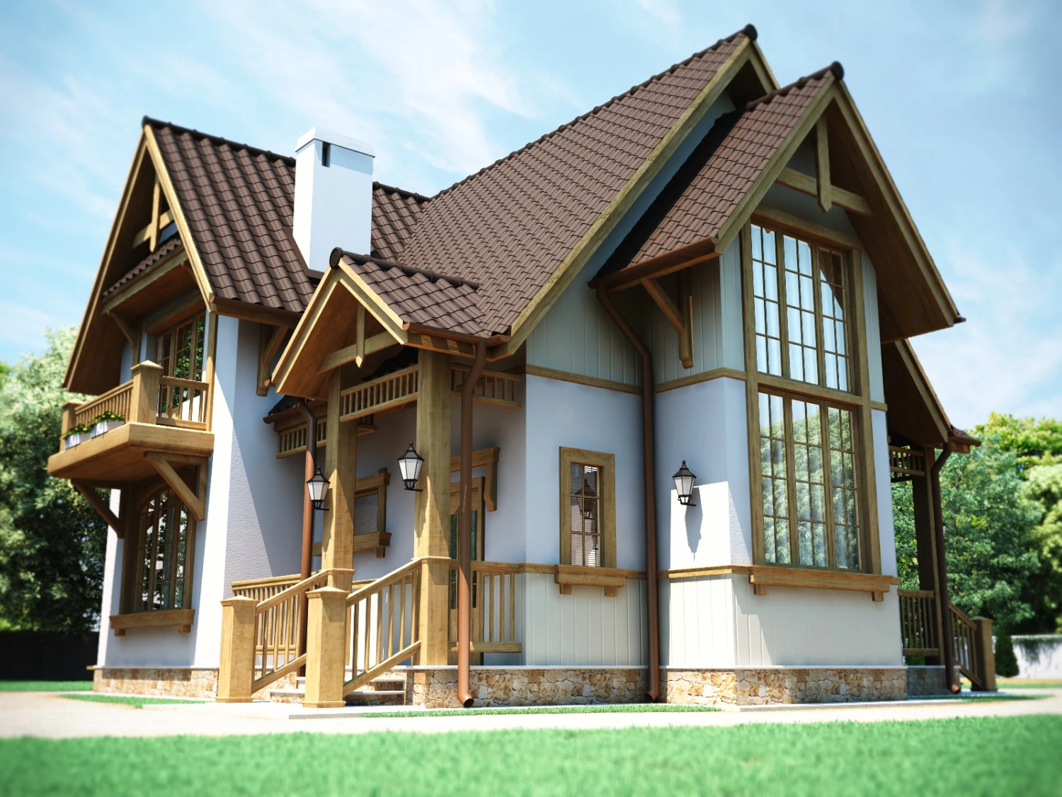 european country house 3D Model .c4d .max .obj .3ds .fbx .stl .blend 