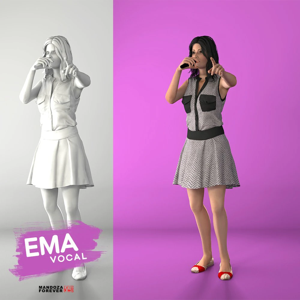 female singing 3D Model .c4d .max .obj .3ds .fbx .stl .blend 