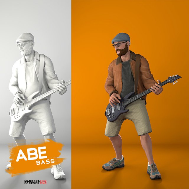 playing bass Model 3D .c4d .max .obj .3ds .fbx .stl .blend 