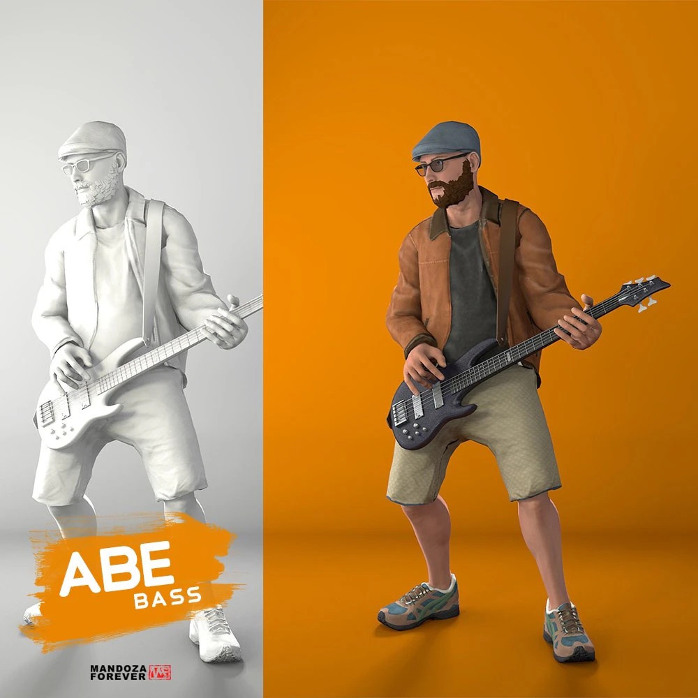 playing bass 3D Model .c4d .max .obj .3ds .fbx .stl .blend 