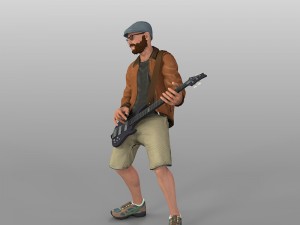 playing bass Model 3D