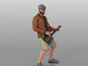 playing bass Model 3D